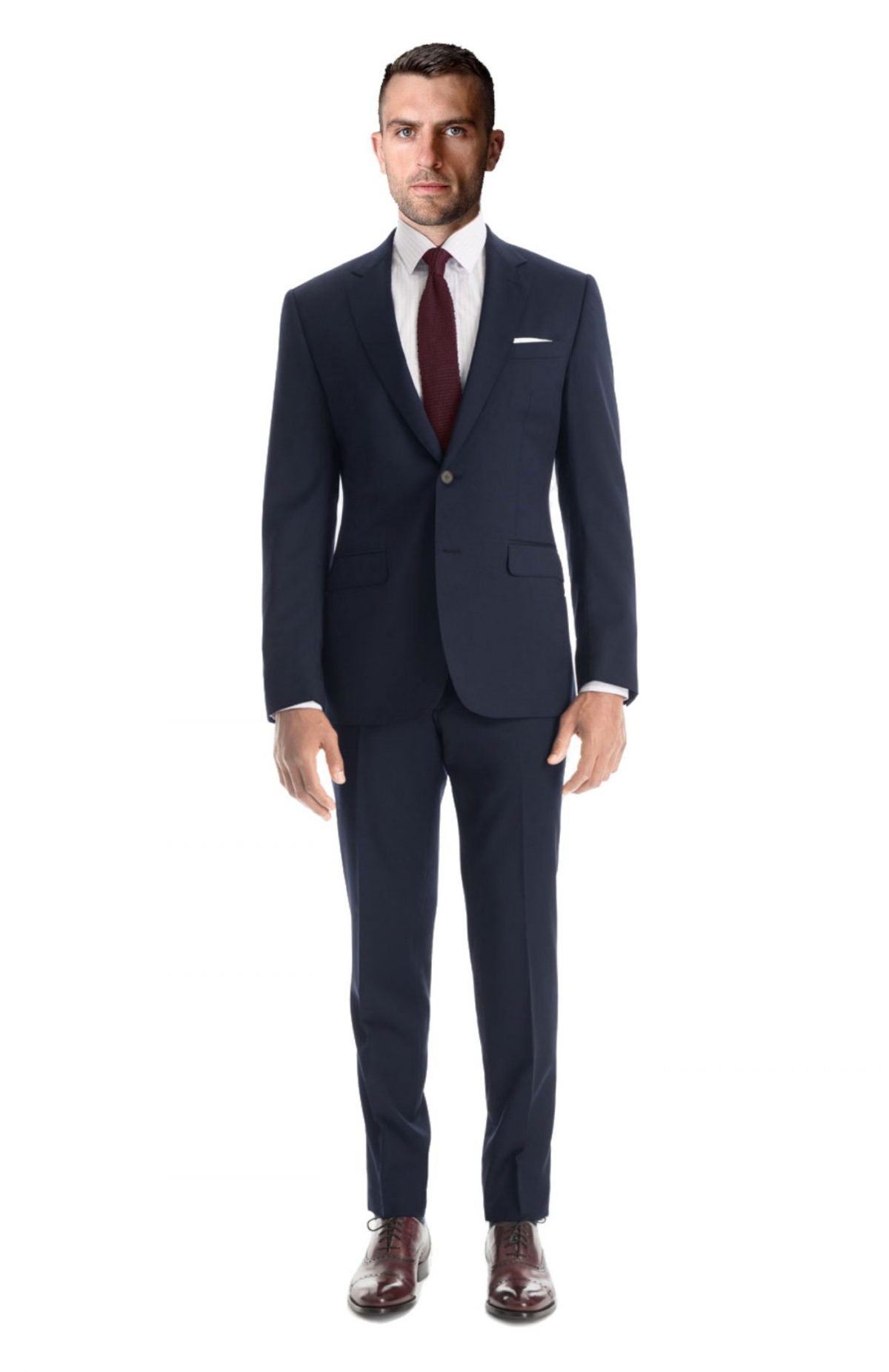 Navy Blue Wool Cashmere Suit - Tailored Suit Paris