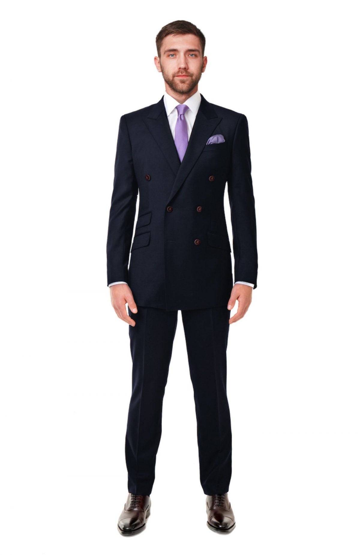 Dark Blue Double Breasted Suit - Tailored Suit Paris