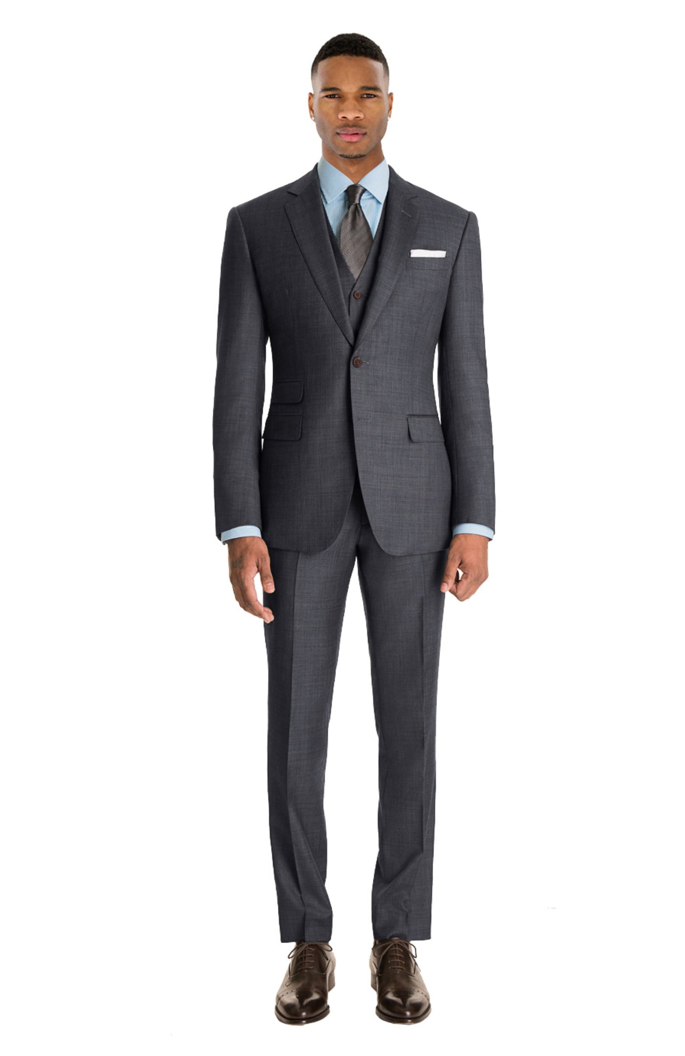 York Gray Slim Fit Notch Lapel Suit – BRABION