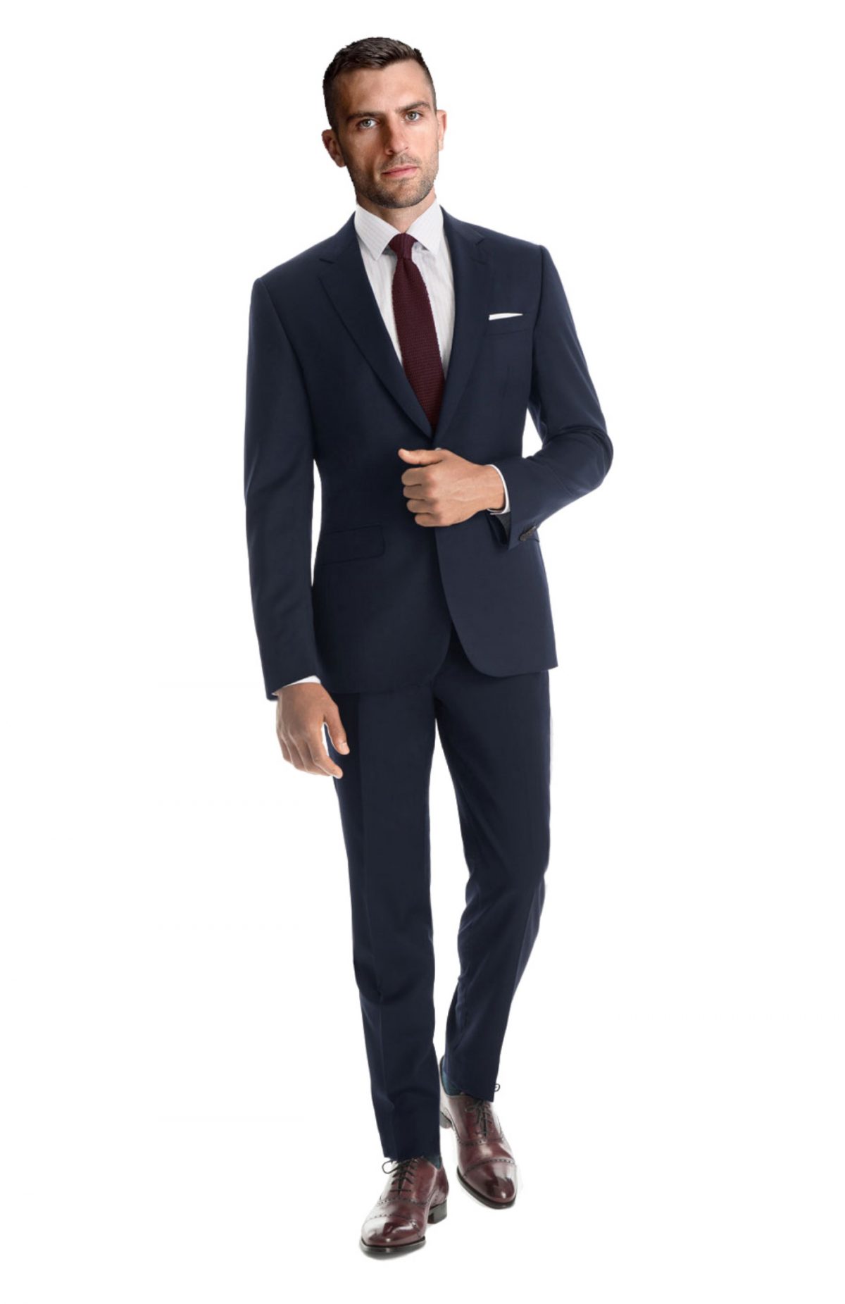 Navy Blue Wool Cashmere Suit - Tailored Suit Paris