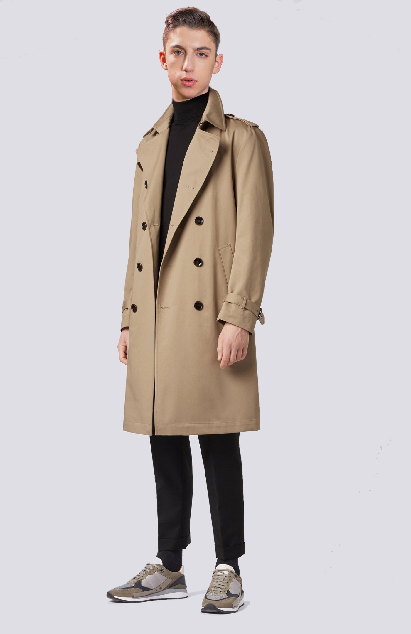 Beige English Double Breasted Coat - Tailored Suit