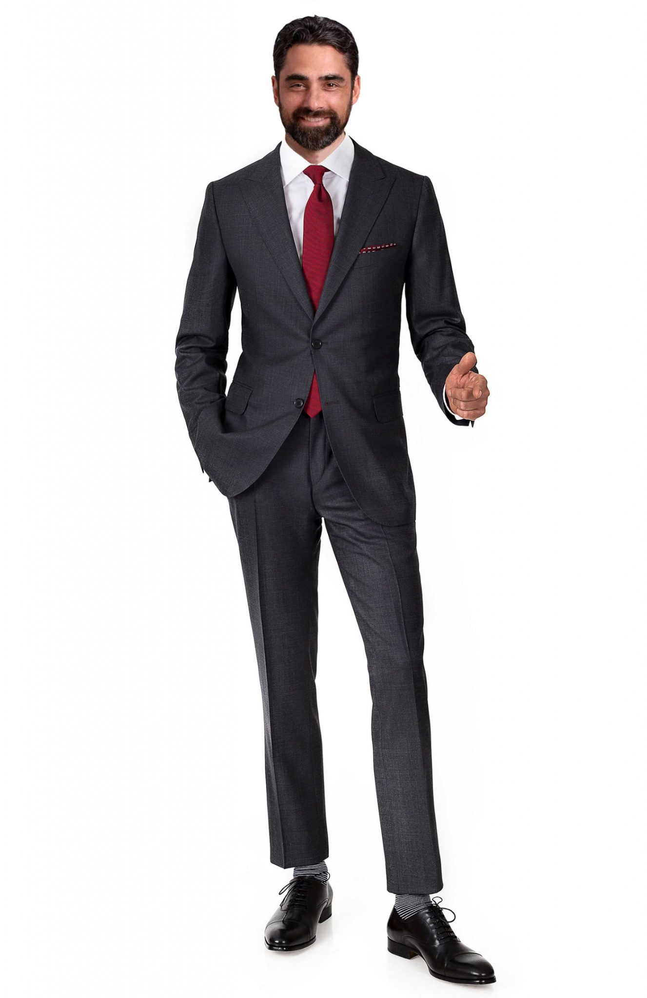 Charcoal Grey Textured Wool Suit Tailored Suit Paris