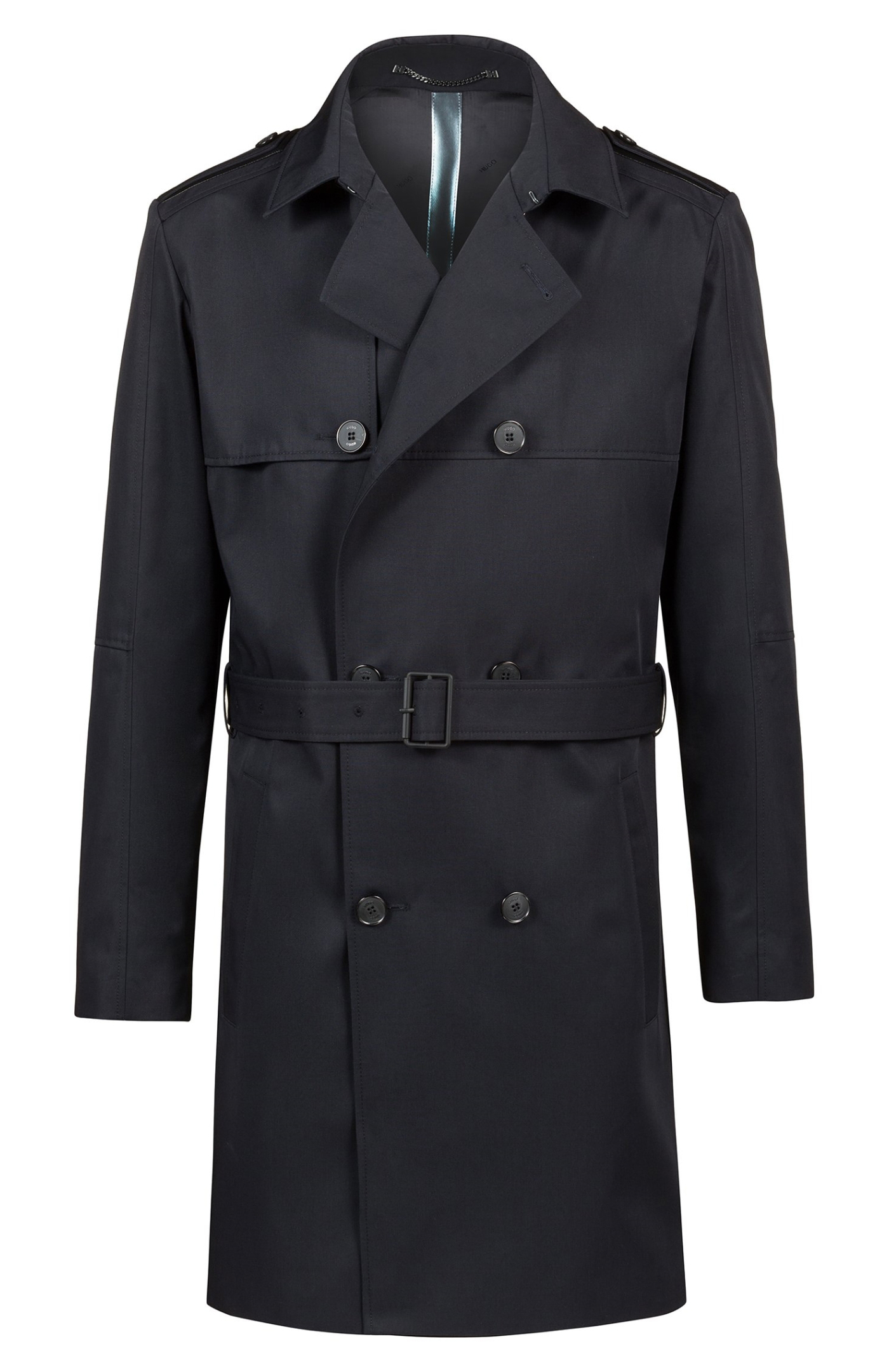 Dark Blue Doubled Breasted Trench Coat - Tailored Suit Paris