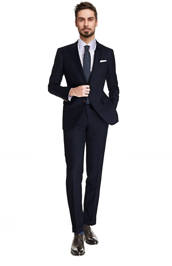 Dark Blue Striped Suit - Tailored Suit Paris