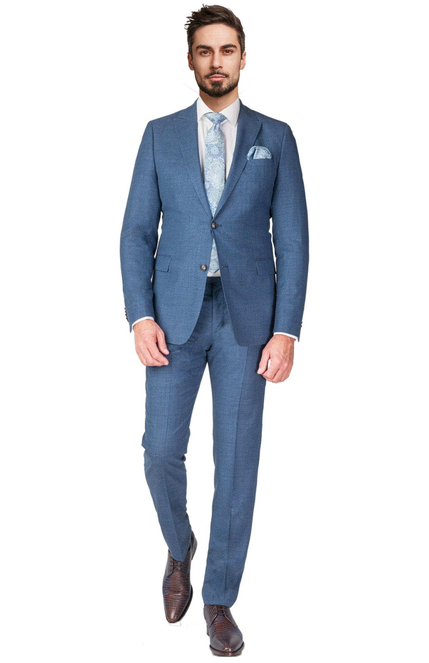 Blue Wool & Silk Suit - Tailored Suit Paris