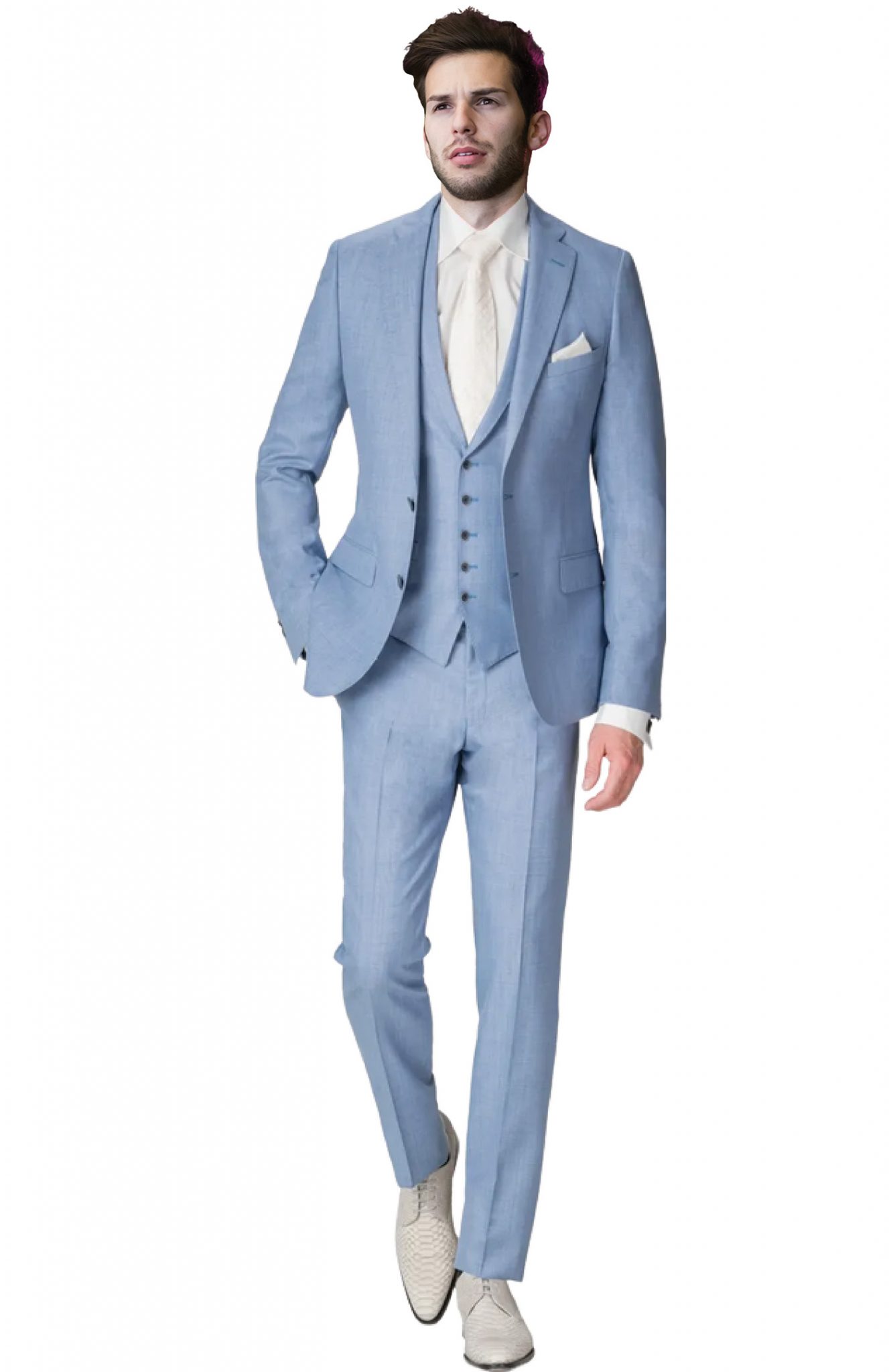 Light Bleu 3 pieces suit Tailored Suit Paris
