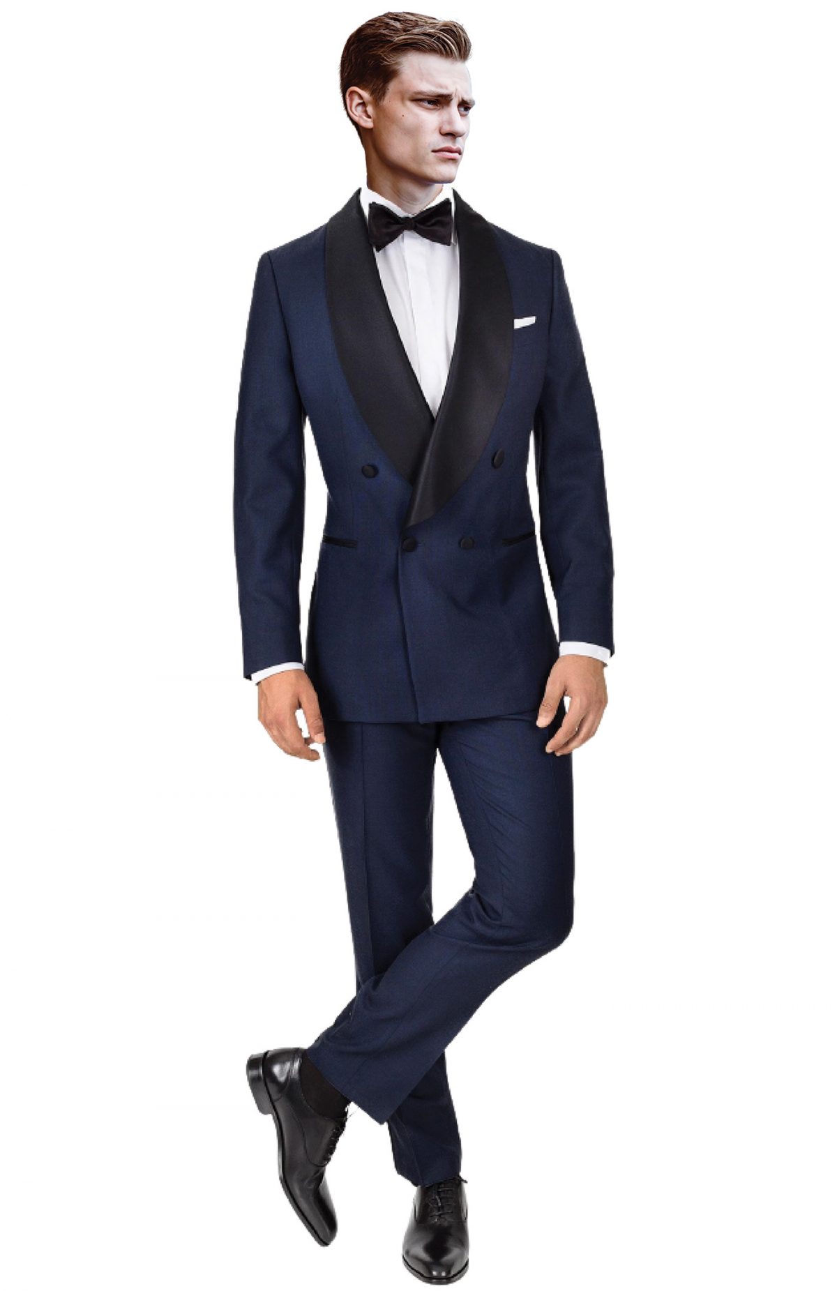 Handsome Blue Bespoke Wedding Tuxedo Two Pieces Lapel Shawl Slim Fit main image 0